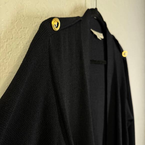 ST. JOHN SEPARATES Cardigan Small Santana Knit Open Front Epaulettes Pockets - Picture 6 of 11